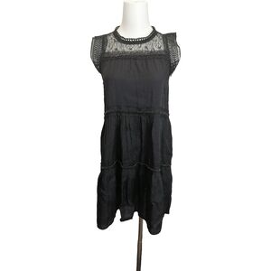 🐝🐝 Black Lace-Trim Sleeveless Dress